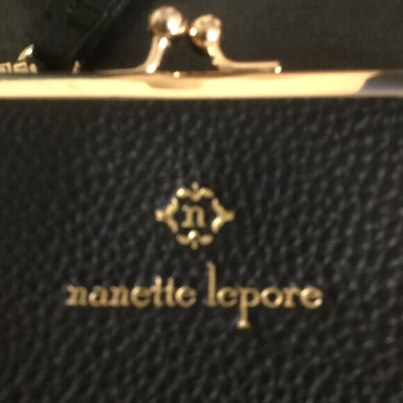 Nanette Lepore crossbody purse in excellent condition black with gingham lining - Picture 2 of 5